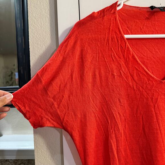 Eileen Fisher Firefly Silk Chiffon Tussah Blouse Coral Size Medium Lightweight - Picture 5 of 7